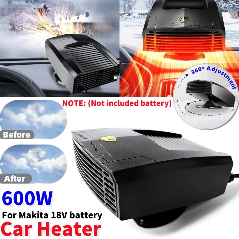 1Pcs Auto Heizung Lüfter Lkw Elektrische Heizung 600W Windschutzscheibe Defroster für Makita 18V Batterie (nicht enthalten batterie) Image