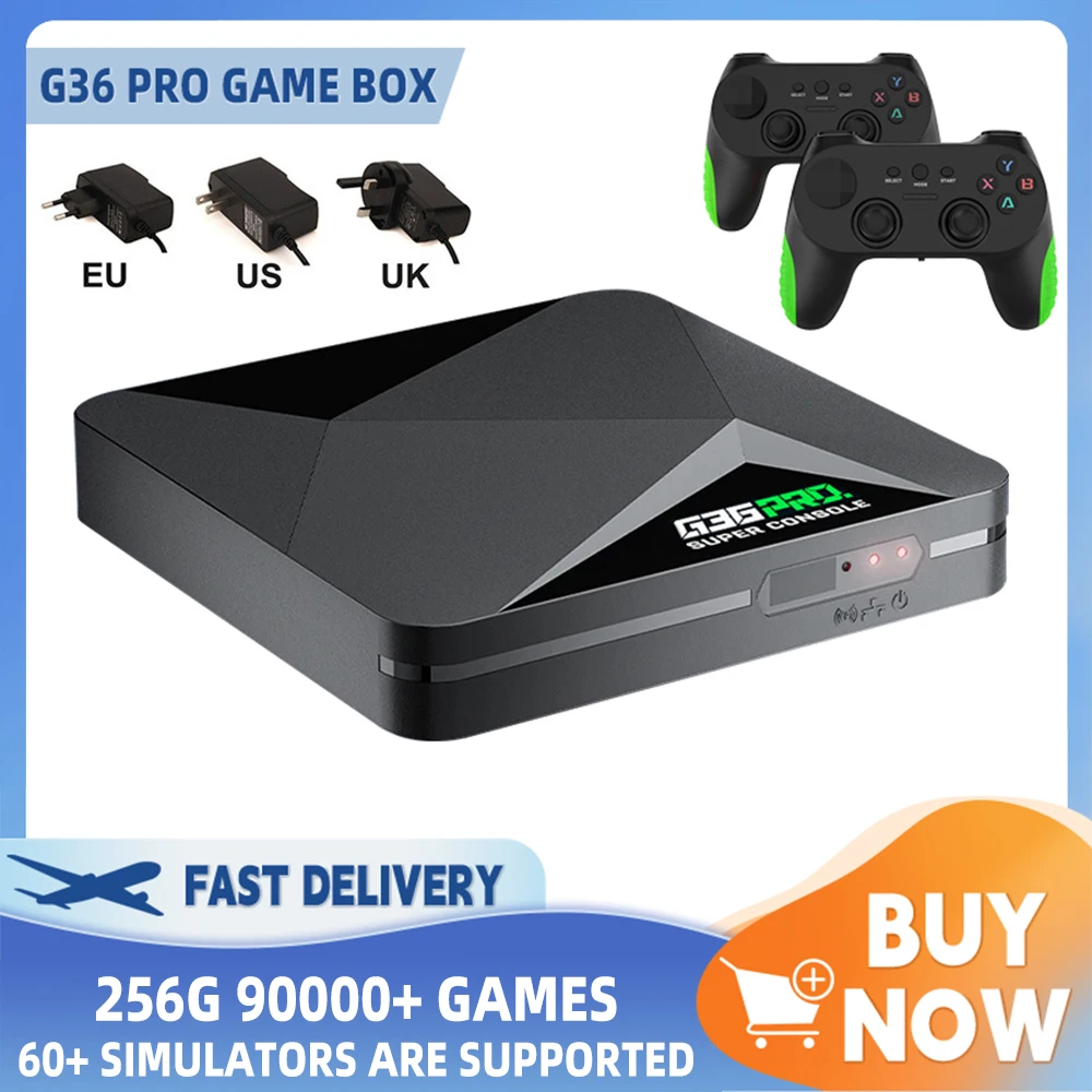 Console de jeu vidéo rétro G36 Pro, Super Console avec plus de 90,000+ jeux vidéo pour PS1/GBA/MD/CPS/PSP avec manette de jeu, coffrets cadeaux pour enfants