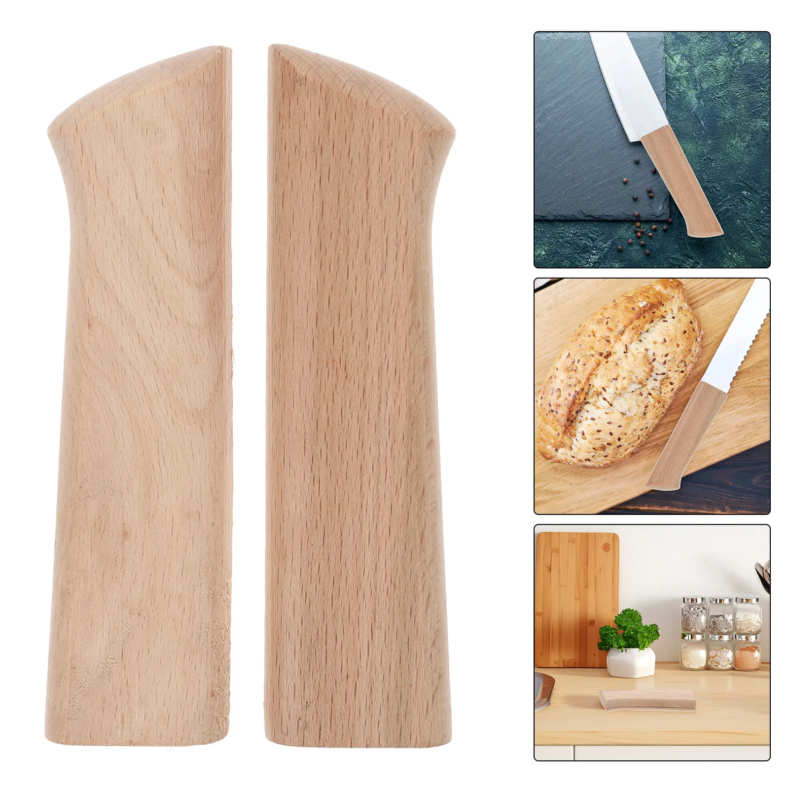 2 stücke Messer Griffe Küche Messer Holzgriff Ersatz Chef Griff Messer Reparatur Griff Für Küche Messer Zubehör Image
