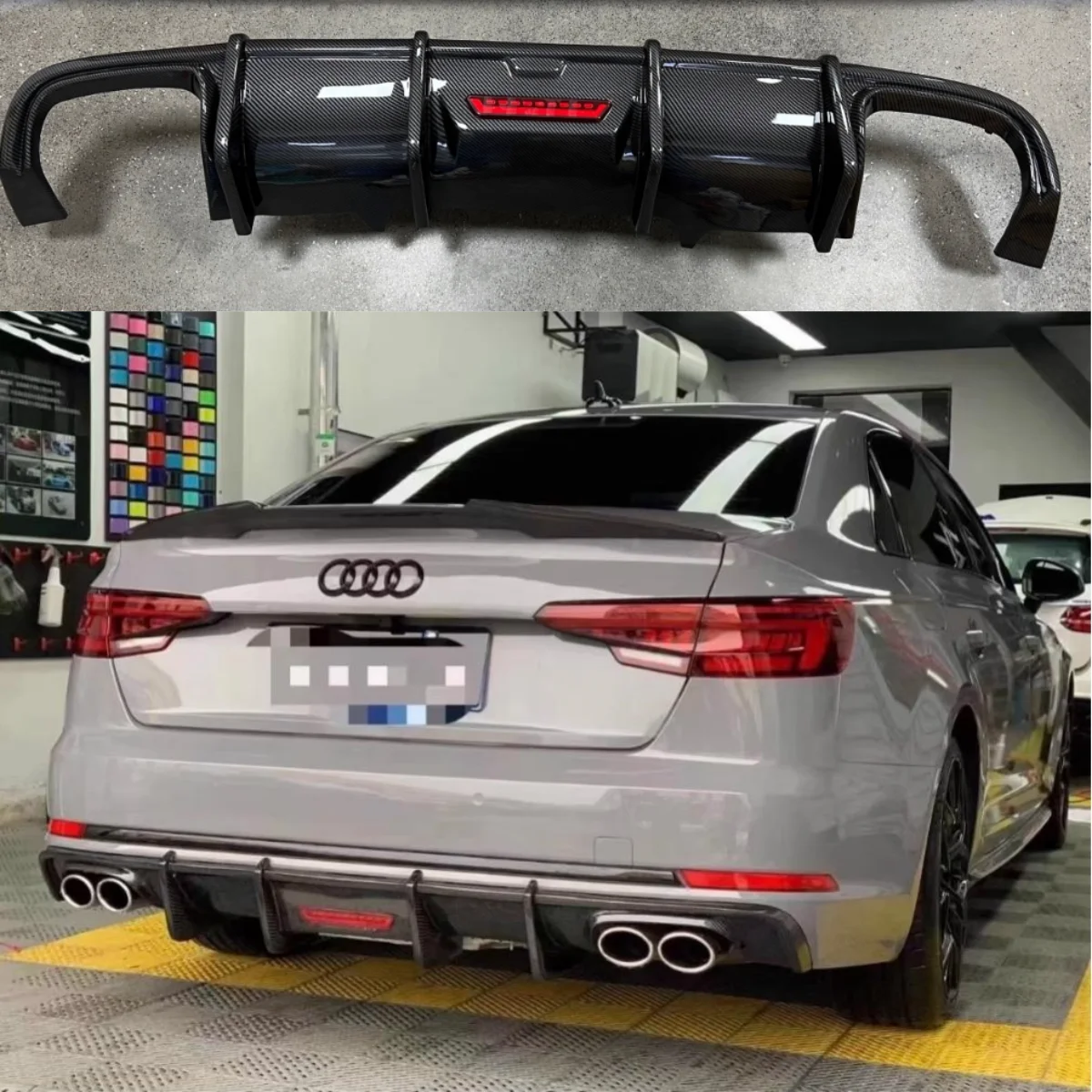 Paraurti posteriore Lip Diffusore Per Audi A4 S-Line S4 B9 Sport 2017 2018 2019 2020 4 Porte Auto Diffusore Spoiler Nero di Colore Carbonio/PP