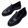 Dave&Di Britische Mode Damen Echtes Leder Runde Zehen Flache Retro Schuhe Britische Casual Flache Loafer Schuhe Frauen