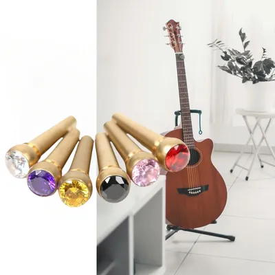 6 stücke Gitarre Pins Intarsien Kristall Edelsteine Messing String Pins/für Akustische Gitarre Bridge Pins Gitarre Saiten Feste Kegel string Nägel