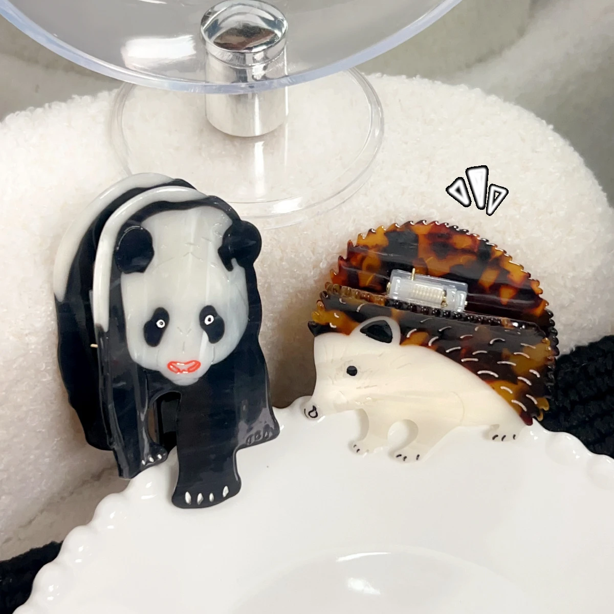 Leuchtende Haarklammer, einzigartige Haarklammern, Panda-Haarklammern, Igel-Haarklammern, niedliche Haarspange, Zubehör für Frauen Image