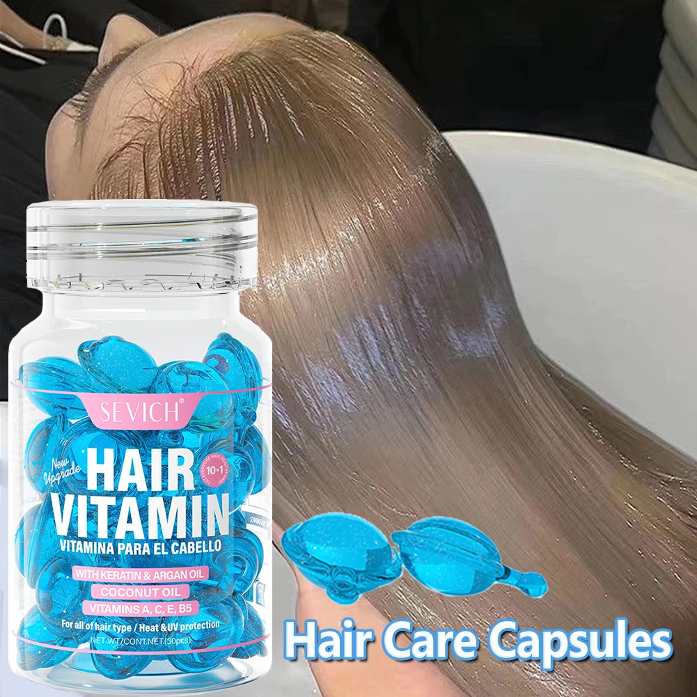 Haarpflegekapseln, reparierendes Keratin-Komplex-Serumöl, feuchtigkeitsspendendes Haaröl für krauses Haar, glättende, nährende Haarpflege-Essenz Image