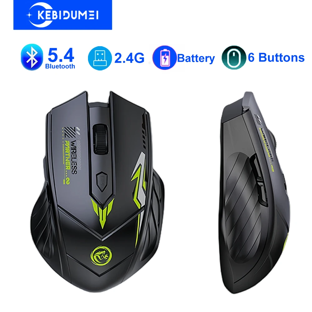 Mouse Bluetooth 5.4 Mouse wireless dual-mode 2.4G Mouse da gioco a 6 pulsanti Mouse ricaricabile 1600 DPI per PC portatile MacBook Bluetooth 5.4 Mouse Dual-Mode 2.4G Wireless Mouse