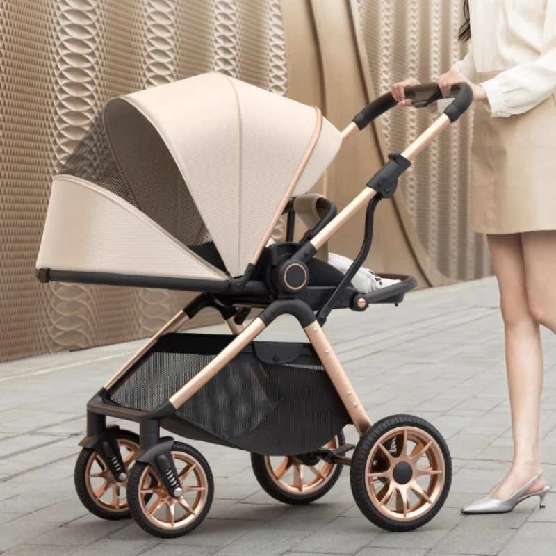 Leichter Kinderwagen mit Stoßdämpfung, geeignet für Outdoor-Reisen, verstellbare Rückenlehne, One-Touch-Faltung