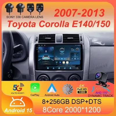 Android 15 Carplay Car Radio For Toyota Corolla E140/150 2007 2008 2009 2010-2013 Multimedia Player GPS 2din Head Unit Stereo BT
