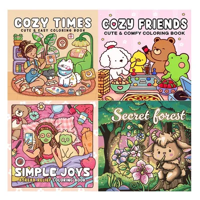 Cozy Times Coloring Books, Warm Scenes, Easy Coloring, For Home Parent - Child DIY, Relax, Unwind, Boost Creativity