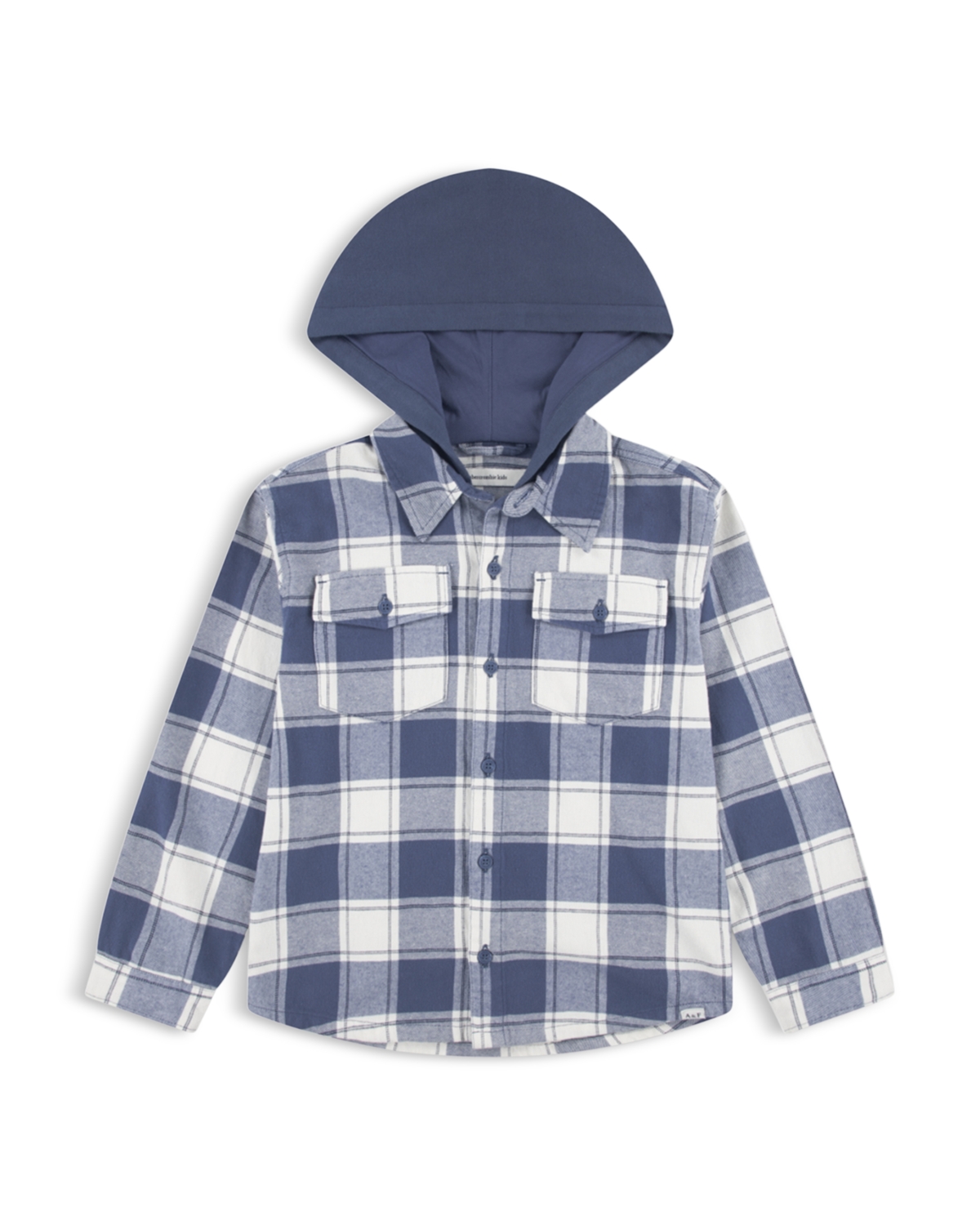 abercrombie kids Boys' Abercrombie & Fitch Hooded Flannel Shirt - Little Kid, Big Kid - Vintage Indigo