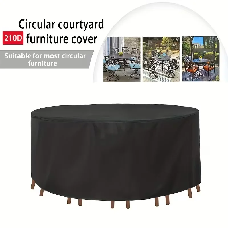 Runde Gartenmöbel-Abdeckung, Abdeckung für Runde Tisch- und Stuhlsets, Wasserdichte, Staubdichte und Verblassungsresistente Outdoor-Abdeckung Image