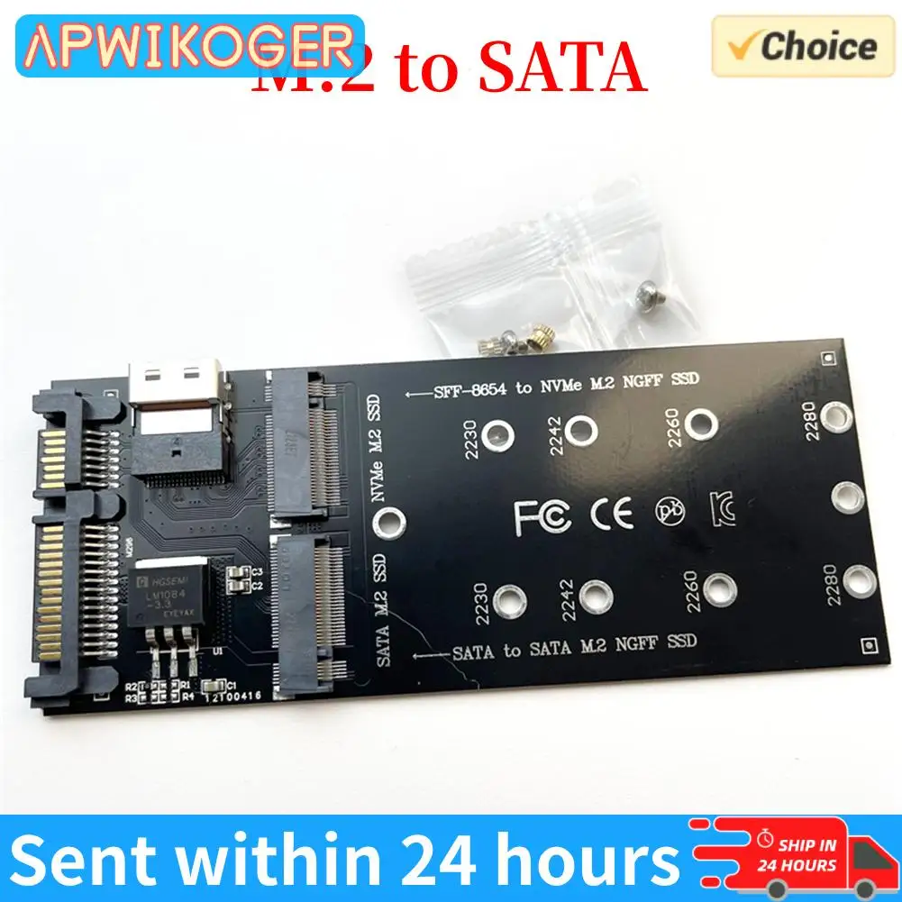 M.2 zu SATA Adapter SFF-8654 zu M2 NVME SSD Konverter 2 in 1 Combo Adapter Konverter Riser Board passend für PC Desktop Mainboard Image