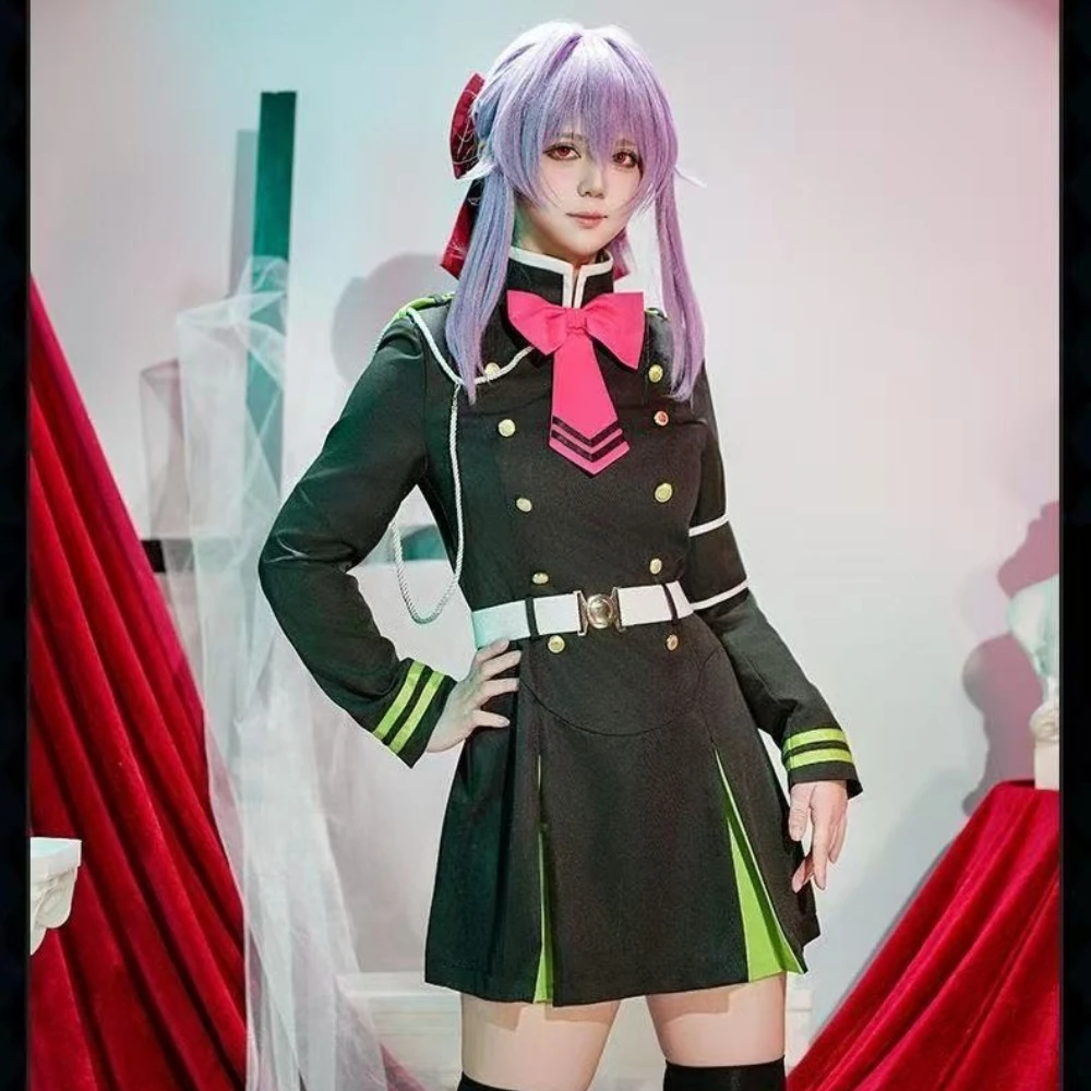 Auf Lager S-XL Hiiragi Shinoa Cosplay Kostüm Perücke Seraph des Endes Owari No Seraph Halloween Party für Frauen Image