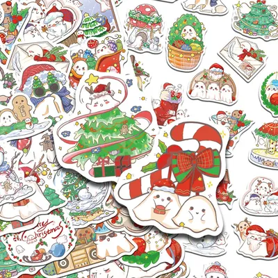 50 stücke Weihnachten Geist Aufkleber Aufkleber Für Telefon Laptop Notebook Skateboard Gepäck DIY Cartoon Graffiti Aufkleber Kinder Spielzeug Geschenke Image