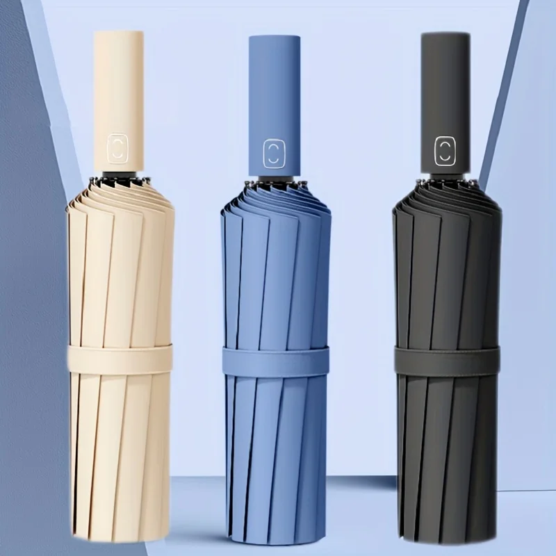 Verstärkter 24-Knochen-Regenschirm, starker und langlebiger, windbeständiger Regenschirm für Herren, Anti-UV-Sonnenschutz-Regenschirm Image