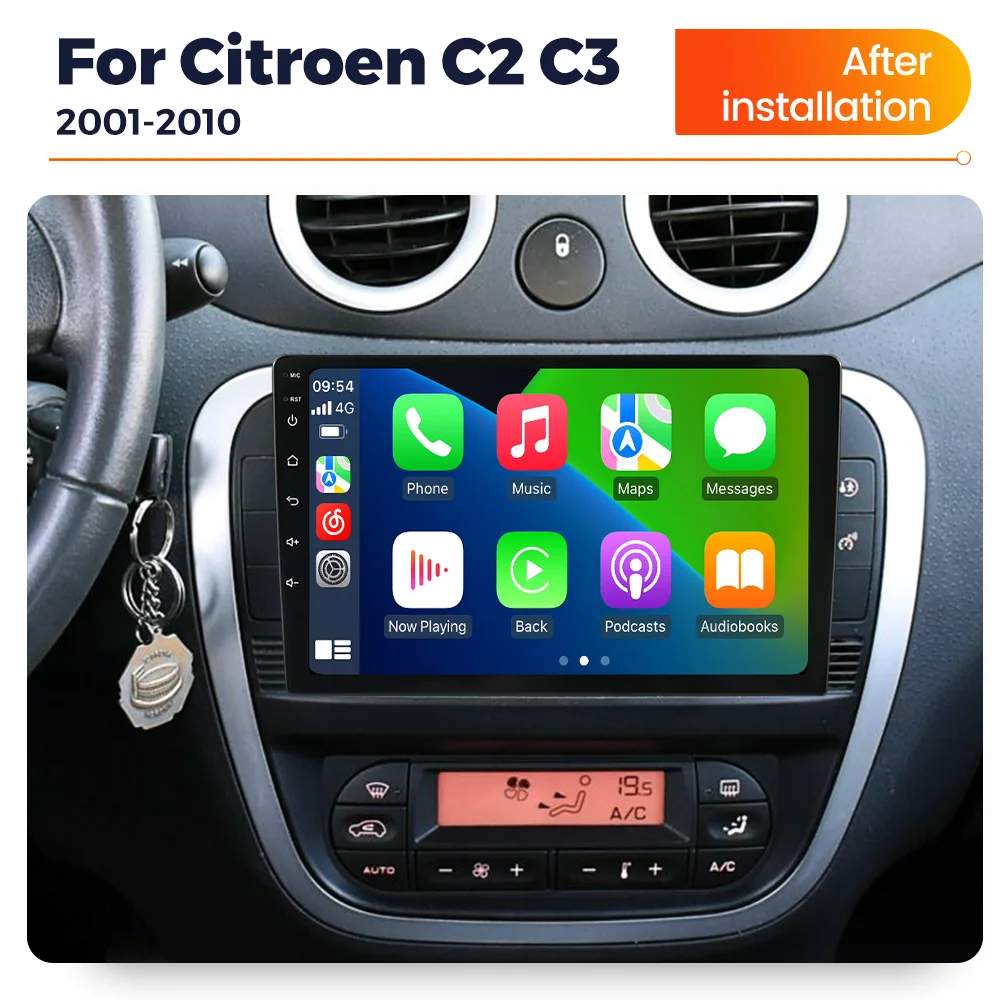 Android System 2 Din Car Radio Multimedia Player for Citroen C2 C3 2001 2002 2003-2010 Carplay Auto GPS Wifi Autoradio FM Stereo Image