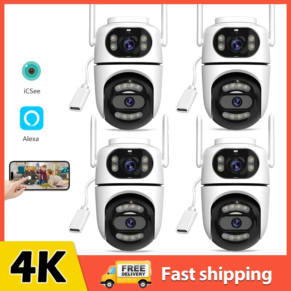 2 stücke 4 stücke Menge Suite WiFi Kamera 4K 8MP HD Sicherheit Schutz PTZ IP Kamera Dual Objektiv AI Tracking video Überwachung iCsee Image