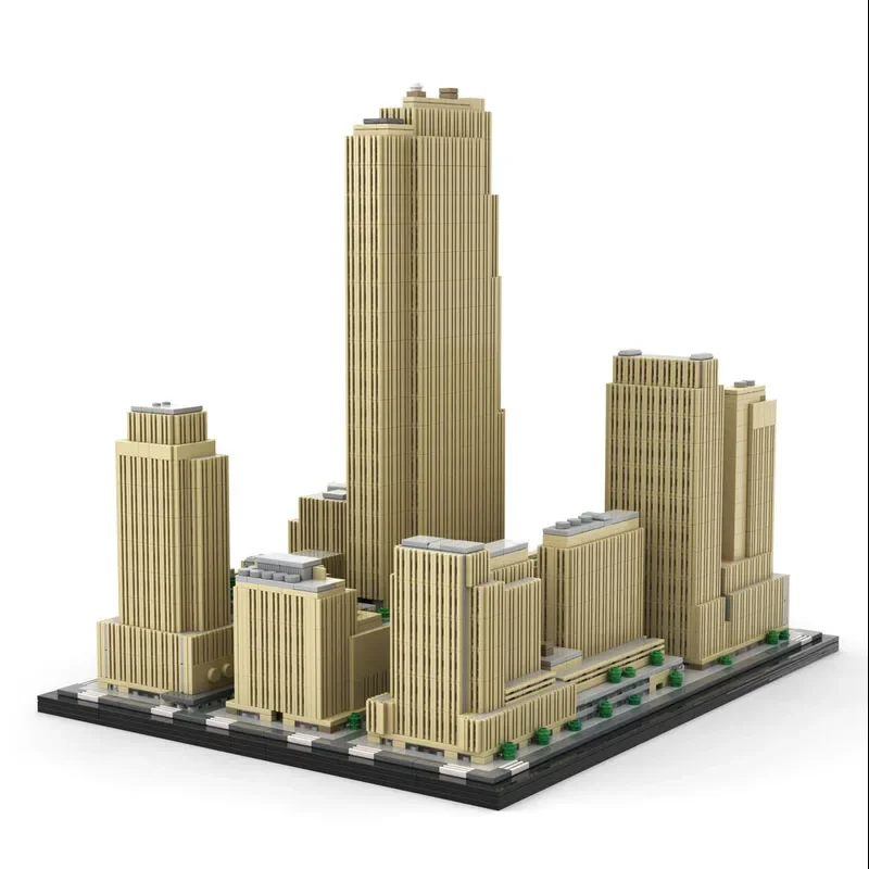 MOC 1:800 Rockefeller Center Square Bausteine New York Wolkenkratzer Stadtbild Architektur Spielzeug Für Kinder Geburtstag Geschenke Image
