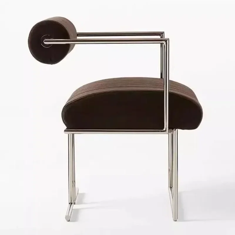 Bauhaus Esszimmerstuhl, 48 cm Sitzhöhe, Designer-Stühle mit moderner Rückenlehne aus Edelstahl, für Zuhause, Schlafzimmer, Wohnzimmer, Möbel