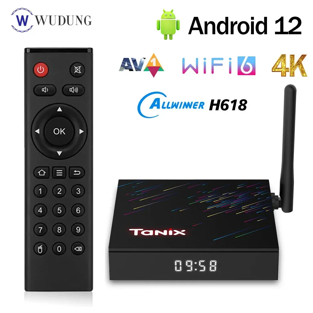 TANIX TX68 Smart TV Box Allwinner H618 Android 12.0 4G 64G Wifi6 4K HD AV1 2,4G & 5G Wifi 2G16G Set Top Box PK Tanix TX6 Image