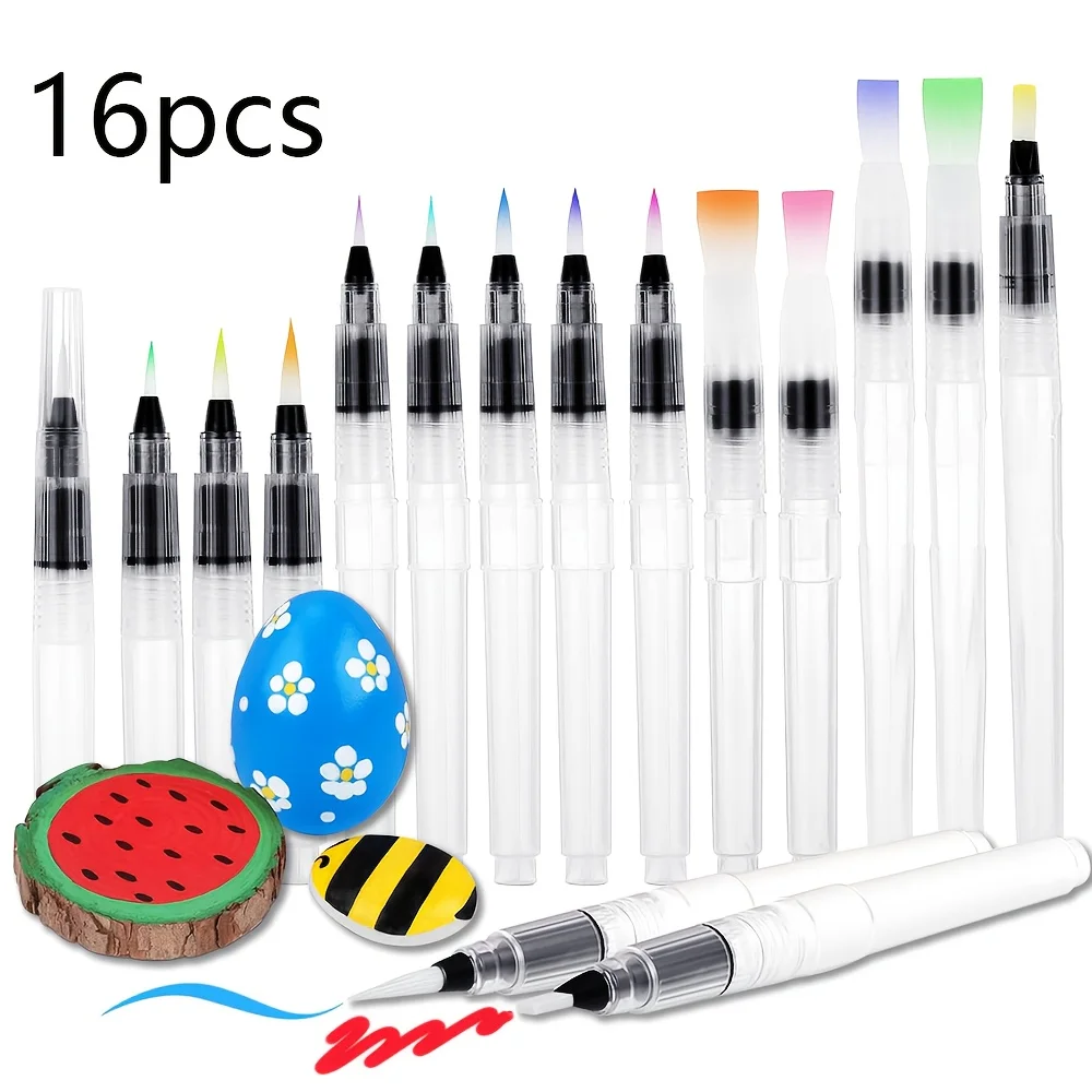 Aquarell-Pinselstift-Set – super einfach zu bedienen und zu füllen, nachfüllbare Aquarell-Farbstifte, Pinselset mit 7/9/16-teilen für Wasser-Sol Image