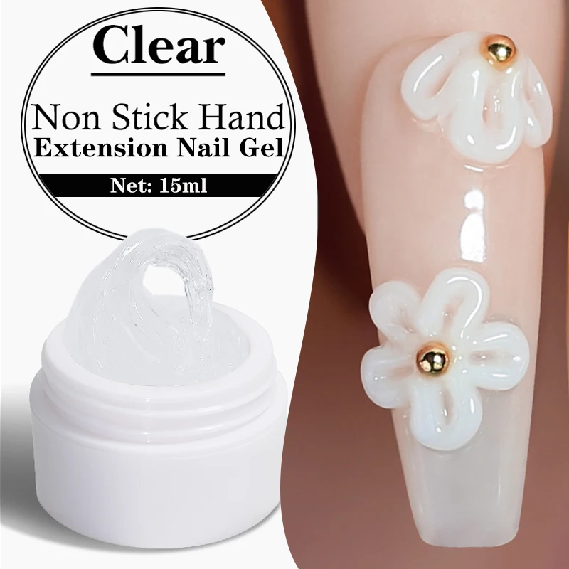 NailCO 15 ml klarer, antihaftbeschichteter Handverlängerungs-Gel-Nagellack für 3D-Shaping Nail Art Solid Milky Jelly Hard Gel für künstliche Nägel Image