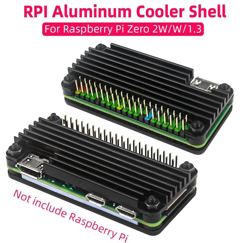 Raspberry Pi Zero 2 W Aluminium-Kühlgehäuse, gepanzertes Gehäuse mit Silikon-Pad, Passibe-Kühlkörper für Pi Zero 2 W W 1.3 Image
