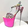 Mehrfarbige Plattform Peep Toe Sexy Sandalen High Heel Hollow Out Schnalle Große Größe 34-50 Runway Show Schuhe Nachtclub Sommer Party