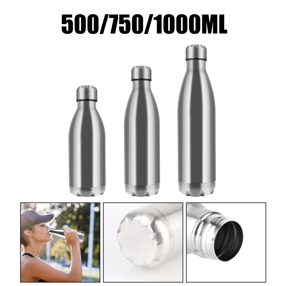 Einwandige Wasserflasche 500 ml 750 ml 1000 ml Outdoor-Reisen Sport Trinkflaschen Wasser Cola Flasche Edelstahl Image