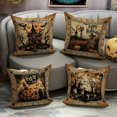 Gruselige Halloween-Kissenbezüge: Süßes oder Saures-Dekor für Ihr Zuhause, Sofa-Kissenbezug, Urlaubsparty-Dekoration, Geschenk Image