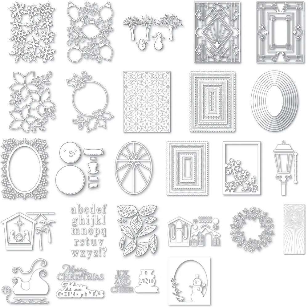 Christmas Roof and Snowman Metal Cutting Frame dies 2024 New Templates DIY Scrapbooking Paper Making Crafts Cuts