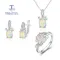 Tree Leaves Design 925 Sterling ring earrings pendant necklace natural opal gemstone fine jewelry set for women Anniversary gift