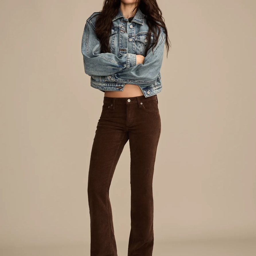 Lucky Brand Mid Rise Corduroy Sweet Boot - Women's Pants Denim Bootcut Jeans in Walnut, Size 25 x 32