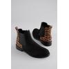 Chelseaboots ANISTON SHOES, Damen, Gr. 41, schwarz (schwarz leo), Textil, animal-print, Veloursleder, modisch, Schuhe, Stiefelette, Blockabsatz, mit breitem Stretch - NEUE KOLLEKTION