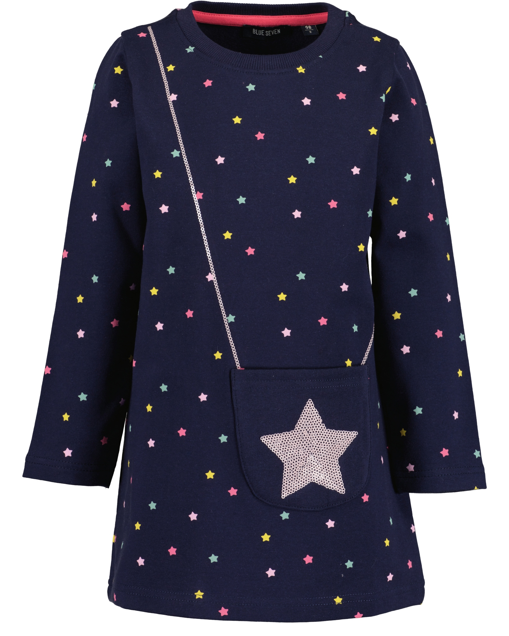 Jerseykleid BLUE SEVEN "Blue Seven Sweatkleid", Damen, Gr. 104, blau (5900, nachtblau), 95% Baumwolle, 5% Elasthan, normal, Rundhals, Kleider Image