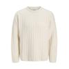 Strickpullover JACK & JONES "JJEBRADLEY CARTER KNIT CREW NECK LN", Herren, Gr. S, gelb (moonbeam), Strick, Obermaterial: 51% Polyester, 41% Polyacryl, 5% Wolle, 3% Elasthan, unifarben, modisch, relaxed fit, Rundhals, Langarm, Pullover