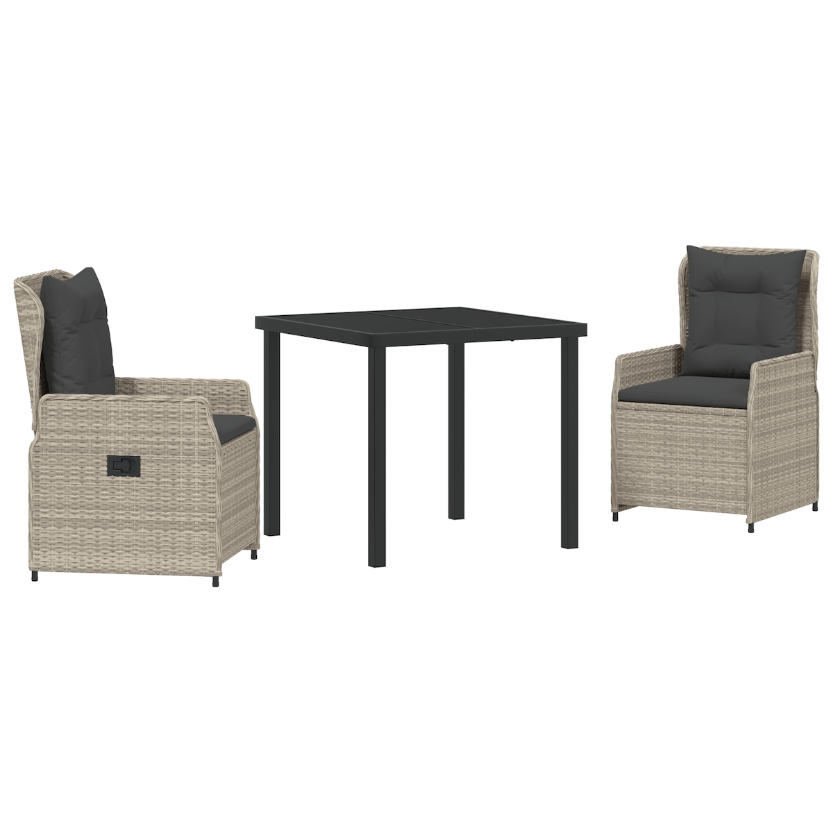 vidaXL 3-teiliges Garten-Dining-Set in Hellgrau aus Poly Rattan Image