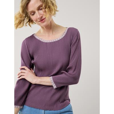 Walbusch Damen Rippshirt Spitzendetail Lila noch offen: Muster Image