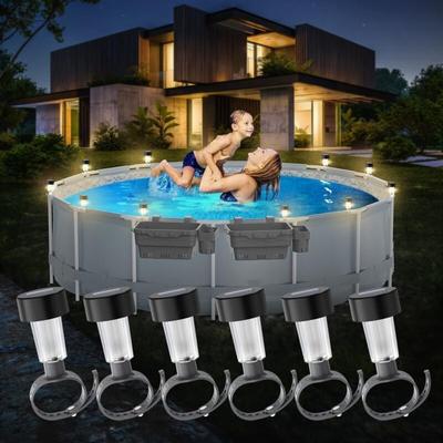 Aiperq - 6er-Pack Solarleuchten für den Außenbereich für gerahmte oberirdische Pools, wasserdichtes Image