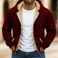Per uomo Felpa con cappuccio Felpa con cappuccio a zip intera Felpa con cappuccio in pile Felpa con cappuccio foderata in pile Rosso bordeaux Nero Bianco Verde militare Blu marino Con Cappuccio