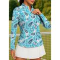Per donna Polo da golf Maglia da tennis Felpa da tennis Manica Lunga Stampato Zip a un quarto Pullover Protezione UV Elastico Traspirante Tennis Golf Pickleball Collo alla coreana Collo con zip