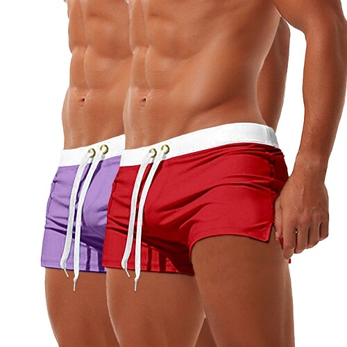 Herren Badehosen Badeshorts Boardshorts Shorts Strandshorts Kordelzug Elastischer Bund Reißverschlusstasche Einfarbig Schnelltrocknend Atmungsaktiv Knielang Lässig Täglich Strand Urlaub Mode 1 2 Image