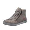 Schnürboots RIEKER, Damen, Gr. 41, grau, Lederimitat, unifarben, sportlich, Schuhe, Schnürstiefelette, Casual-Boots mit Reißverschluss außen