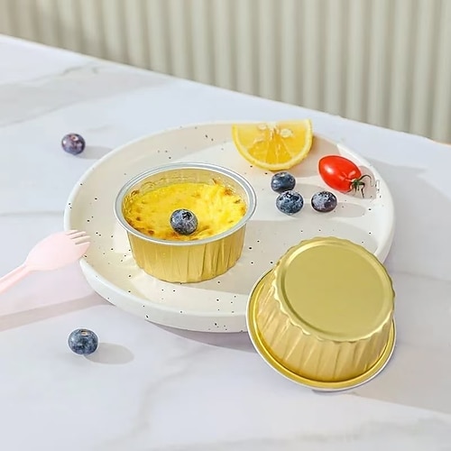 50 pezzi di tazze di alluminio, pirottini monouso per crostate all'uovo, ramekin in alluminio adatti alla friggitrice ad aria, piccole ciotole di alluminio per barbecue, forno, arrostimento e