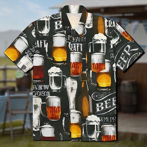 Hawaii-Hemden Aloha-Hemd Bayerisch München Deutsch alpin Grafik für Herren Erwachsene 3D-Druck für Karneval Oktoberfestbier Strand Urlaub Party Image