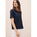 T-Shirt CECIL, Damen, Gr. XXL (46), urban dunkelblau, Jersey, Obermaterial: 100% Baumwolle, bedruckt, casual, regular fit normal, Rundhals, Kurzarm, Shirts, mit Wording Artwork