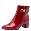 Stiefelette MARCO TOZZI, Damen, Gr. 40, rot, Lacklederimitat, unifarben, glänzend, modisch, Schuhe, Blockabsatz, Abendschuh, Businessschuh mit goldfarbener Zierkette