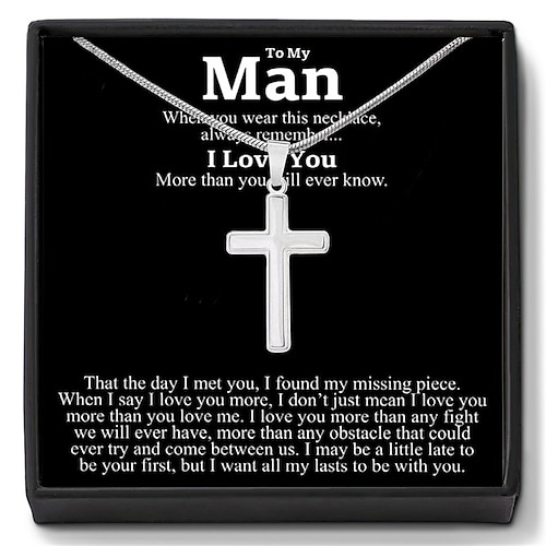 Collana con croce To My Son, regalo di Natale per lui, collana con ciondolo in acciaio al titanio da uomo, catena con croce minimalista da indossare tutti i giorni