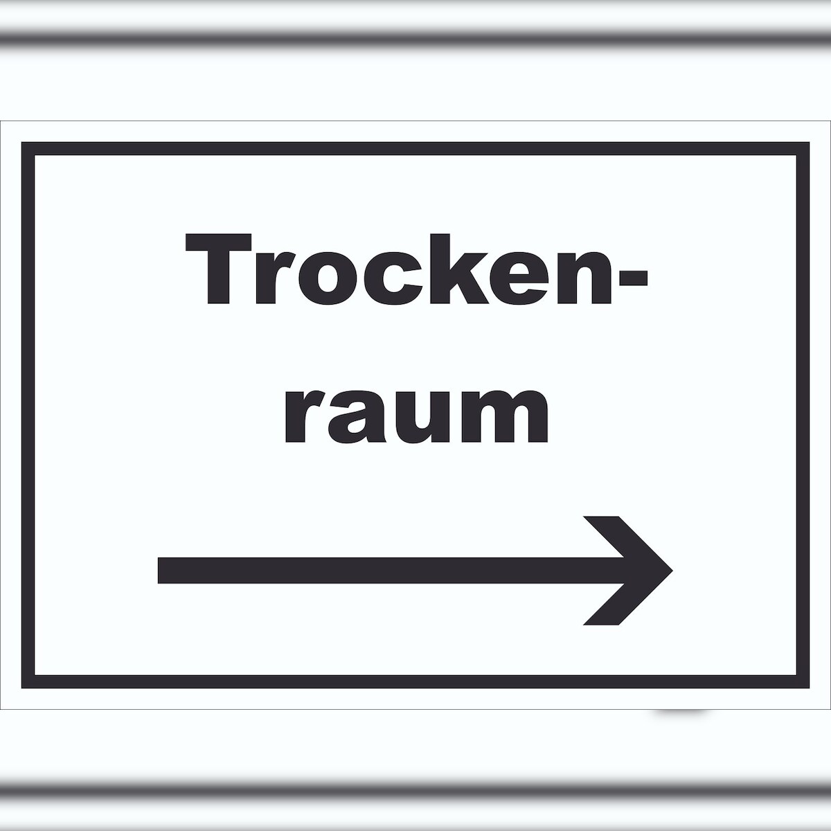 HB-Druck Trockenraum Schild mit Text und Richtungspfeil rechts Wäsche trocknen waagerecht A4 (210x297mm) Image