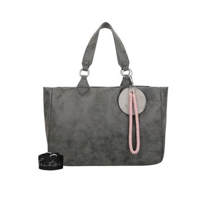 Fritzi aus Preußen Shopper Izzy Vintage mit Taschen-Anhänger und Schlüsselschlange schwarz Schwarz Damen Image