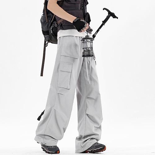 Herren Cargo-Hosen Hose Baggy-Hosen Freizeithose Tasche Gerader Schnitt Einfach Weich Sport Volle Länge Sport im Freien Täglich Wochenende Basic Klassisch Lässiger Schnitt Schwarz 1 # Hellgrau Image